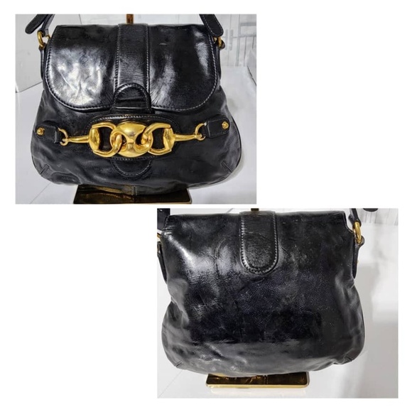 Authentic Gucci Vintage Patent Wave Flap Shoulder Bag Black - Picture 5 of 15